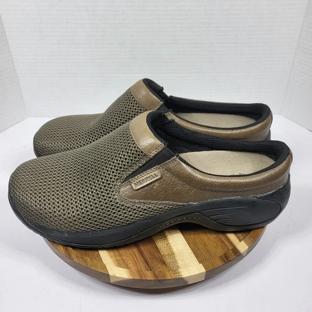 Merrell Encore Gust Mens 11.5 Brown Leather Mesh Slip On Mules J66271 - Picture 5 of 11